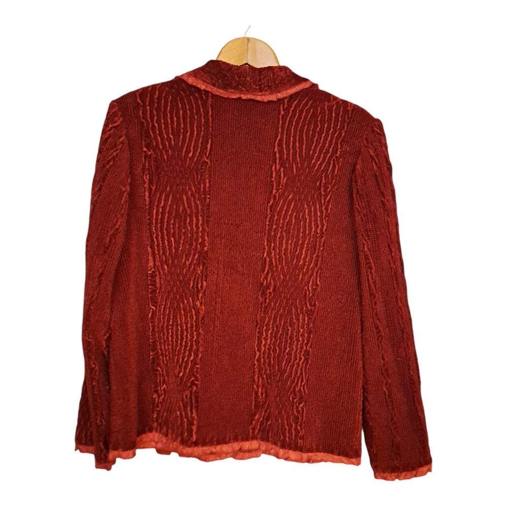 Vintage Deep Red Textured Velvet Blazer - Picture 4 of 5